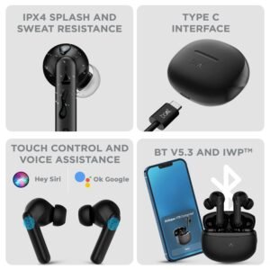 boAt Airdopes 170 TWS Earbuds with 50H Playtime, Quad Mics ENx™ Tech, Low Latency Mode, 13mm Drivers, ASAP™ Charge, IPX4,