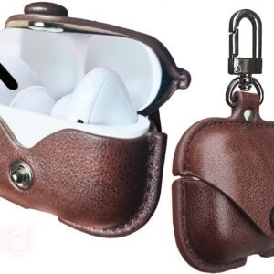 OMI Airpods Pro Leather Case,Crazy Horse Cowhide Leather Portable Travel Case for Airpods Pro,Headphone Cases