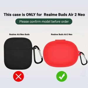 OMI Shockproof Silicone Cover Case with Buckle Compatible with Realme Buds Q2 / Realme Buds Air 2 Neo Earbuds