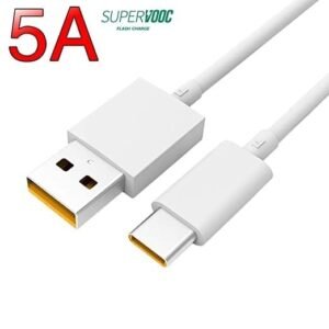 Oppo Realme 5amp ~ 50watt Supper Vooc C Type Data Sync Super Fast Charging Cable for Smartphones (White)