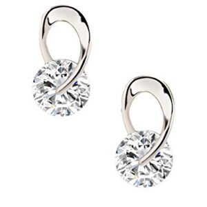 Fashion Women's Silver Plated Platinum Plated Stylish Crystal Stud Earrings - Silver (rrsd9826er)