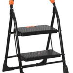 KRY Ladder for Home use Heavy Duty Steel with Wide Steps and Top Platform with Anti Slip and Anti Skid Shoes can be Used as Step