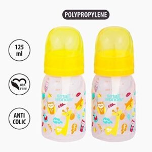 Small Wonder Admire Baby Feeding Bottle (Pack of 2), 125 ML, Yellow