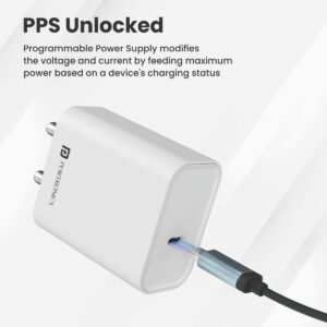 Portronics Adapto 30 30W Dual Output (Type C + USB A) Mobile Adapter Charger with Fast Charging for iPhone 11,12,13, SE | white