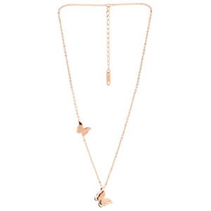 Rose Gold Stainless Steel Dual Butterfly Charm Pendant for Women (Rose Gold)(YCFJPD-283BTRF-RG)