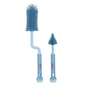 LuvLap 2 - in -1 Bristle Baby Feeding Bottle Cleaning Brush & Nipple Cleaner, Grooved Handle with Suction Base, Easy to Clean