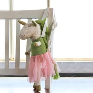 Pluchi Unicorn Organic Cotton Knitted Kids Bag in Pink & Green Color (36 Cm x 20 Cm)