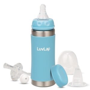 LuvLap 4 in 1 Steel Baby Sipper, Made of SS304 Rust Free Steel, Heat Protective Silicone Cover, BPA Free, Odour Free, Spout,