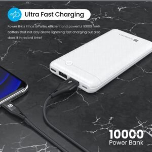 Portronics Power Brick II 10000 mAh,2.4A 12w Slim Power Bank with Dual USB Output Port for iPhone, Anrdoid & Other