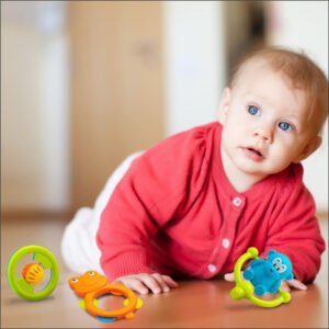 Baby Toys Rattles and Teethers Set for New Born Babies Toddler Infants & Children 5 Pcs - Non Toxic