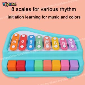 2 in 1 Baby Piano Xylophone Toy for Toddlers 1-3 Years Old, 8 Multicolored Key Keyboard Xylophone Piano, Preschool