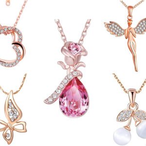 Valentine Imitation Jewellery Pendant Necklace Embellished with Pink & White Crystal Elements for Women (CO1000294,