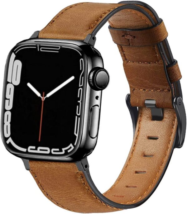 OMI  Leather Strap Compatible with iWatch strap Ultra 2 49mm|45mm|44mm|42mm, Vintage Replacement Band for Apple