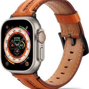 Handmade Genuine Leather Straps Compatible with Apple Watch Ultra 2 Strap 49mm 45mm 44mm 42mm, Vintage Leather Bracelet