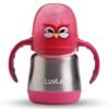 LuvLap 3 in 1 Baby Steel Sipper, Made of Rust Free SS304 Stainless Steel, Ergonomic Handle, Spout & Weighted Straw, Pink, 3M+,