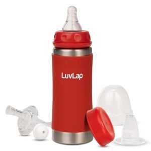LuvLap 4 in 1 Steel Baby Sipper, Made of SS304 Rust Free Steel, Heat Protective Silicone Cover, BPA Free, Odour Free, Spout,
