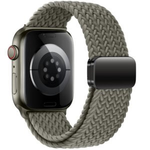 OMI Compatible with Apple Watch Strap 45mm 44mm 41mm 40mm, Braided Nylon Sport Band Elastics Magnetic Buckle Straps for