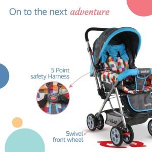 LuvLap Sunshine Baby Stroller / Pram for 0 to 3 Years, New Born / Toddler / Kid, 5 Point Safety Harness, Adjustable backrest,