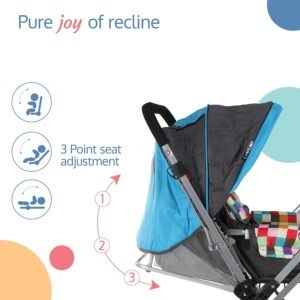 LuvLap Sunshine Baby Stroller / Pram for 0 to 3 Years, New Born / Toddler / Kid, 5 Point Safety Harness, Adjustable backrest,