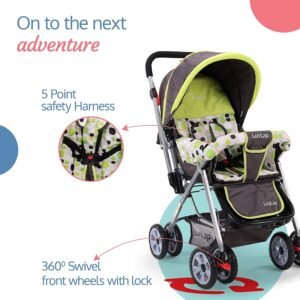 LuvLap Sunshine Baby Stroller / Pram for 0 to 3 Years, New Born/Toddler/Kid,5 Point Safety Harness, Adjustable backrest, 360°