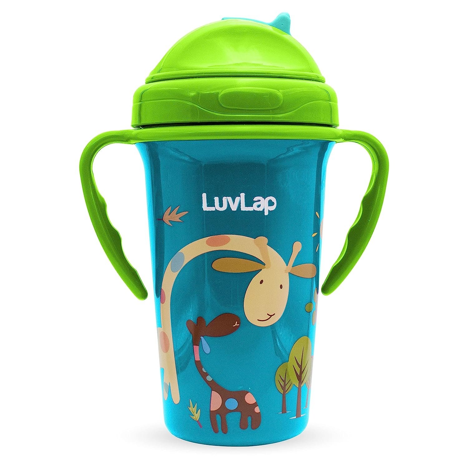 LuvLap Tiny Giffy Sipper for Infant/Toddler 300ml, Anti-Spill Sippy Cup with Soft Silicone Straw BPA Free, 18m+ (Green)