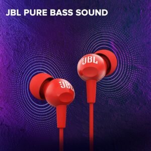 JBL C100SI Wired In Ear Headphones with Mic, JBL Pure Bass Sound, One Button Multi-function Remote, Premium Metallic Finish,