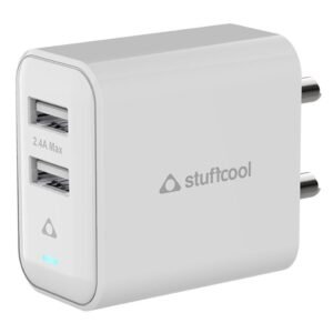 Stuffcool HKFLOW12C 2.4 Ampere USB FAST CHARGER Adapter/Charging Dock for Mobile Phones and Tablets (White) - Pack of 1
