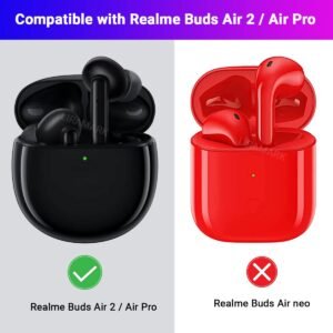 OMI  Shockproof Silicone Cover Case with Buckle Compatible with Realme Buds Air Pro/Realme Buds Air 2 (Black)