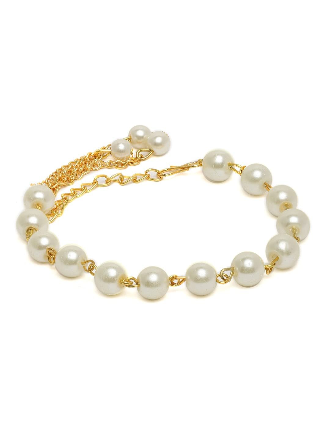 Gold Tone Contemporary Pearls Bracelet For Women-ZPFK10316