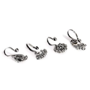 Combo Of 4 Antique Silver Tone Adjustable Nose Pin For Women-ZPFK8231