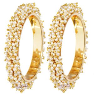 Jewellery for women Traditional Pearl Studded Gold Plated Bangles for Women and Girls
