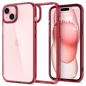 Spigen Ultra Hybrid Back Cover Case Compatible with iPhone 15 (TPU + Poly Carbonate | Rose Crystal)
