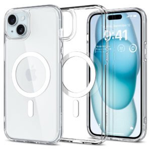 Spigen Ultra Hybrid Magfit Back Cover Case Compatible with iPhone 15 Plus (TPU + Poly Carbonate | White)