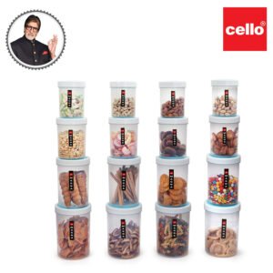 Cello Magna Container Set of 16 Pieces, Smoke Grey, Plastic