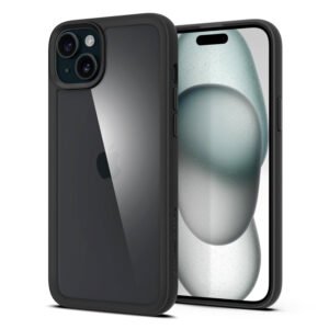 Spigen Essential Sand Crystal Back Cover Case Compatible with iPhone 15 Plus (TPU + Poly Carbonate | Matte Black)
