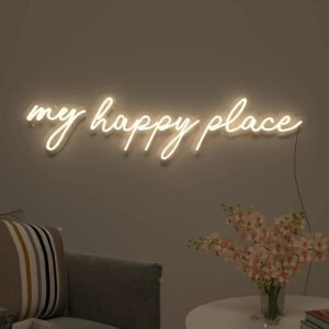 OMI Neon Signs Light For Wall Home Decor My Happy Place Neon Sign Board For Bedroom Home Living Room Decoration Cafe Bar