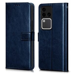 OMI Shock Proof Flip Cover Back Case Cover for Vivo V30 Pro (Flexible | Leather Finish | Card Pockets Wallet & Stand |