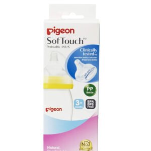 Pigeon Wide Neck Baby Feeding Bottle,With Plus Type Nipple,For 3+ Month Babies,Yellow,240 ml