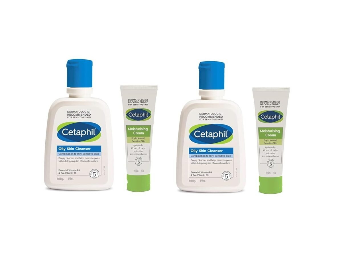 Cetaphil Oily Skin Cleanser, Daily Face Wash for Oily, 125ml & Cetaphil Moisturising Cream for Face & Body, Dry to very dry skin, 80 gm (Pack Of 4)