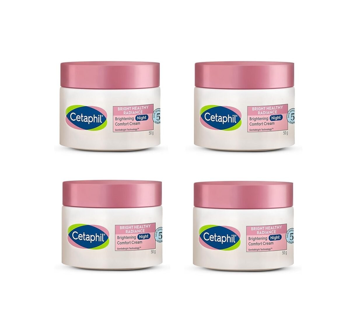 Cetaphil Brightening Night Comfort Cream - 50 g| For Dark Spots, Uneven Skin Tone| Hyaluronic Acid & Niacinamide (Pack Of 4)