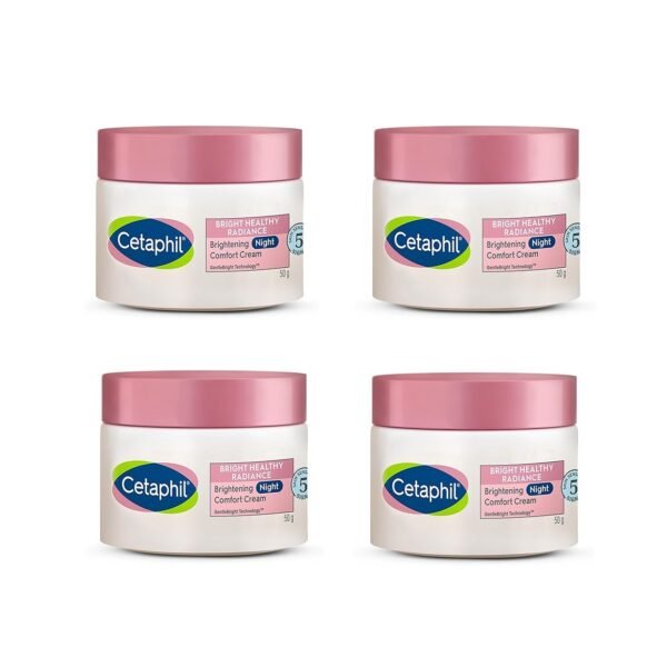 Cetaphil Brightening Night Comfort Cream - 50 g| For Dark Spots, Uneven Skin Tone| Hyaluronic Acid & Niacinamide (Pack Of 4)