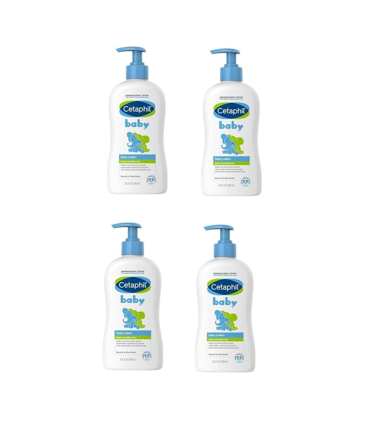 Cetaphil Baby Daily Lotion, Suitable for baby’s delicate skin, Shea Butter and Vit E, 400 ml (Pack Of 4)