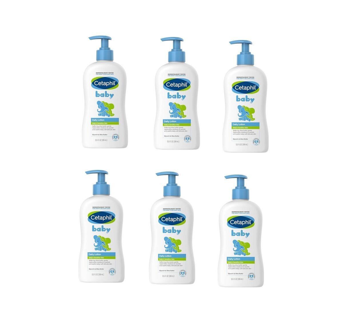 Cetaphil Baby Daily Lotion, Suitable for baby’s delicate skin, Shea Butter and Vit E, 400 ml (Pack Of 6)