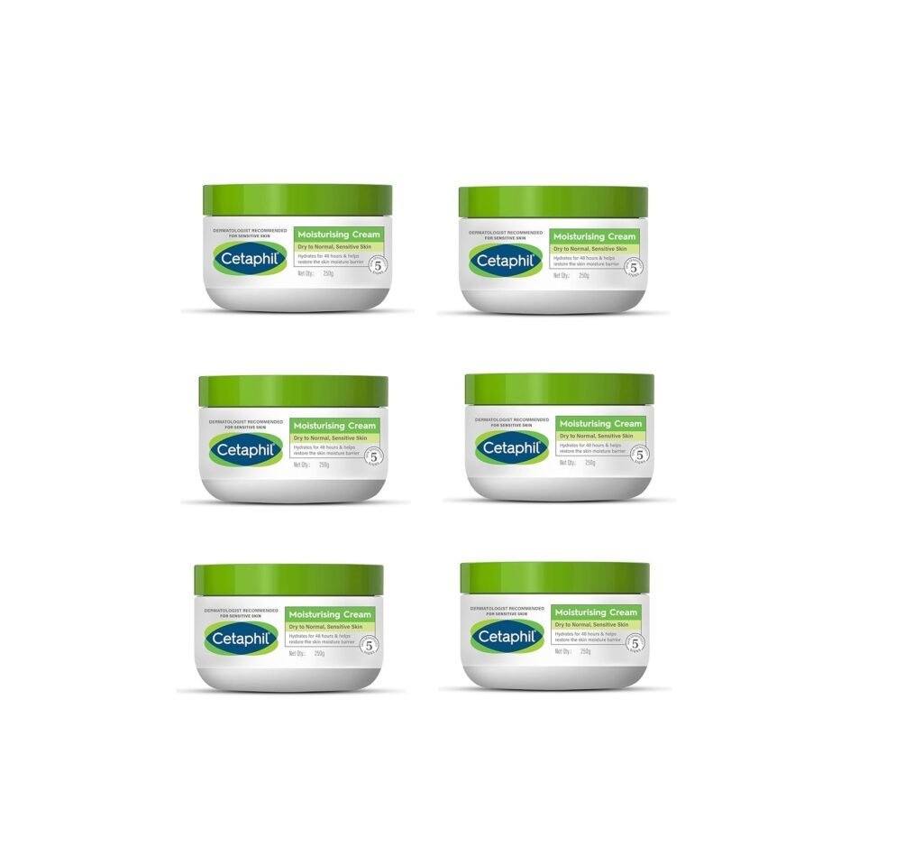 Cetaphil Moisturising Cream for Face & Body,Dry to Normal skin, 250 gm, Paraben & Sulphate free, Niacinamide &Vitamin B5 (Pack Of 6)