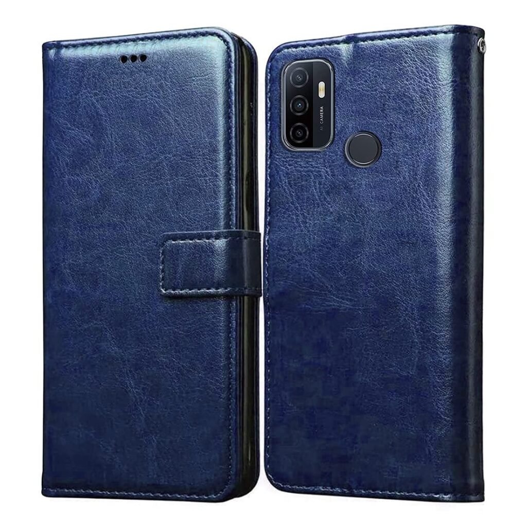 Flip Leather Mobile Cover (Soft & Flexible Back case) for Oppo A53 (Flip Blue)