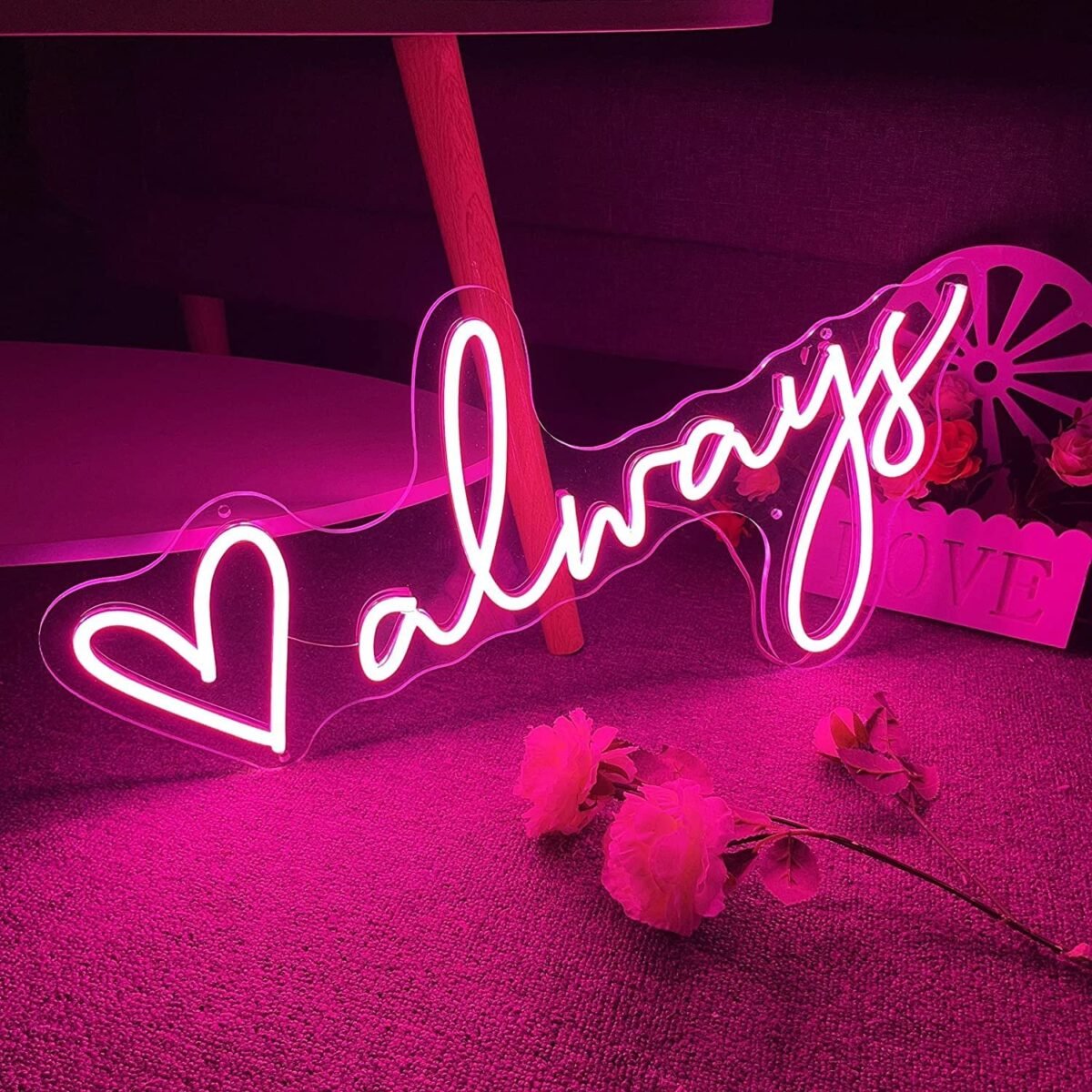 OMI Always Neon Sign With Dimmer,Led Pink Neon Light Signs For Wall Decor Wedding Party Bedroom Room Decoration Bar (Copy)