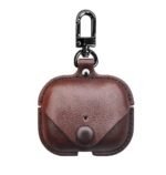 Leather Cover Compatible with Boat Airdopes 161 Protective Leather Case Cover with Carabiner Hook (Dark Brown)