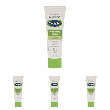 Cetaphil Moisturising Cream for Face & Body, Dry to Normal skin, 80 gm (Pack of 4)