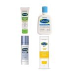 Cetaphil Moisturising Cream 80g and Gentle Skin Cleanser 125 ml Combo | Optimal Hydration Lightweight Serum 30 ml | Sun SPF 50 Sunscreen, Vitamin E, 50 ml (Pack Of 4)