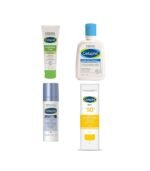 Cetaphil Moisturising Cream 80g and Gentle Skin Cleanser 125 ml Combo | Optimal Hydration Lightweight Serum 30 ml | Sun SPF 50 Sunscreen, Vitamin E, 50 ml (Pack Of 4)